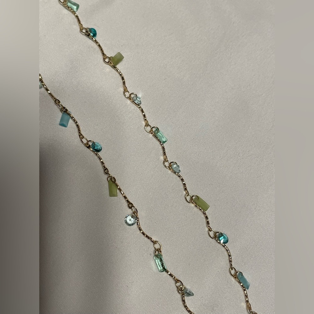 Anthropologie Gold-Tone Necklace with Blue and Green Beads - Picture 5 of 5
